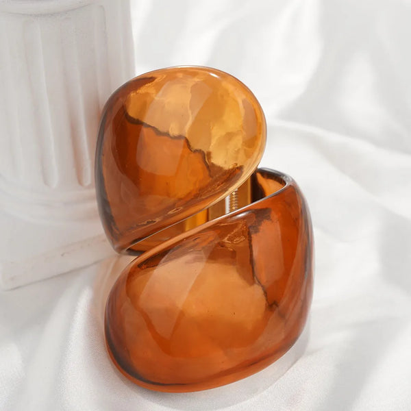 Phatbird  Brown Coffee Irregular Acrylic Resin Chunky Bangles for Women Goth Geometric