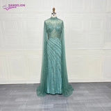 Phatbird Luxury Saudi Arabia Mermaid Beaded Cape Sleeves High-Neck Evening Dress