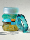 Phatbird Blue Twisted Irregular Square Round Summer Resin Bracelet