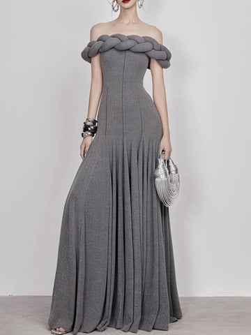 Phatbird TWOTWINSTYLE Solid Elegant Slimming Dresses For Women Strapless Sleeveless