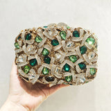 Phatbird Rhinestone Crystal Clutch Purse Gold Metal Evening Wedding Bridesmaid Handbags