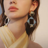 Phatbird Hyperbole Square Pendant Earrings Female Geometric Hollow Smooth Glossy Gold Silver Color