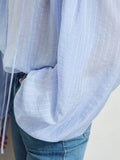 Stripe Loose Drop Lantern Sleeve Chiffon Blouse