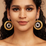 Phatbird Bicyclic Ring Hollowed Out Drop Earrings For Women Brass Gold Color Earrings Fashion Luck Jewelry