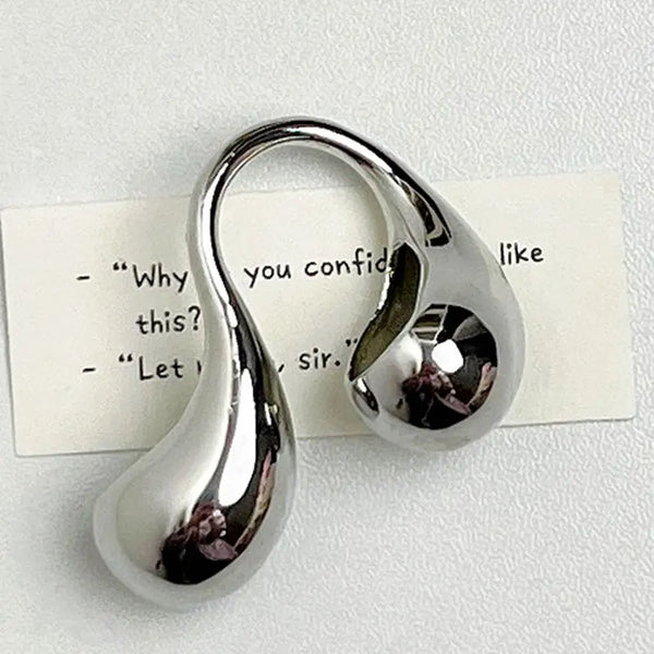Chunky Metal Double Water Drop Brass Open Ring