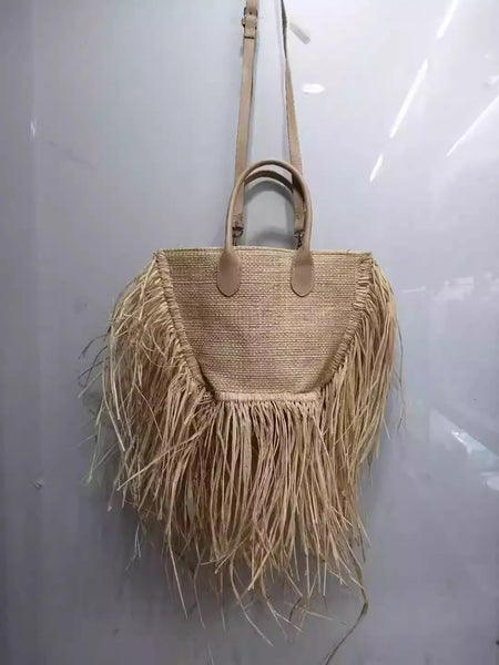 Phatbird tassel Woven raffia straw Beach Bag Woven Shoulder Bag
