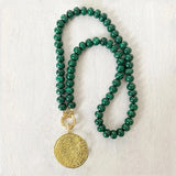 Phatbird Creative Fashion Women Horse Coin Pendant Charm Necklace Handmade Rope Knot Malachite