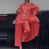 Hi-Lo Top Wide leg Trousers 2-Piece Cotton/Linen Blend