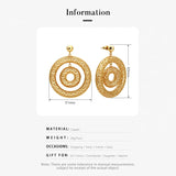 Phatbird Bicyclic Ring Hollowed Out Drop Earrings For Women Brass Gold Color Earrings Fashion Luck Jewelry