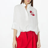 Phatbird Women's T-shirt 2025 New White Cotton Top 3/4 Sleeves Simple