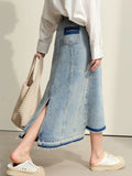 Irregular Hi-lo Distressed Cotton Jeans Skirt