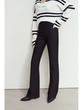 Flared Leggings for Women Embroidered Fleece Slimming