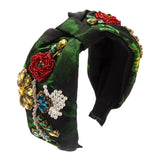 Phatbird European and American Style Baroque Fabric Wide Brim HairBand Women's Trend Diamond Crystal Flower Pearl Hair Accessories