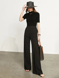 High Waist Wide Leg Chiffon Trousers High
