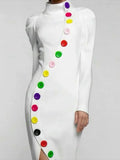 S-shape Colourful Buttoned Party Dress