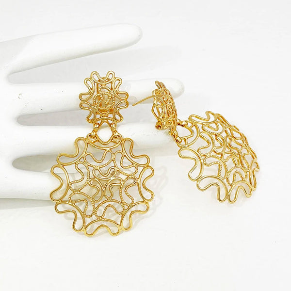 Phatbird Vintage Women Earrings Fashion Jewelry Two Tone Big Drop Earrings