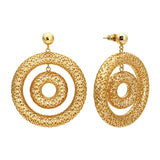 Phatbird Bicyclic Ring Hollowed Out Drop Earrings For Women Brass Gold Color Earrings Fashion Luck Jewelry