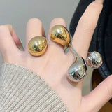 Chunky Metal Double Water Drop Brass Open Ring