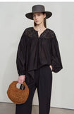 Chiffon/Lace Long Sleeve Loose blouse