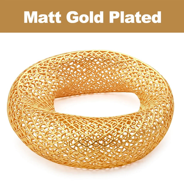 Phatbird 18k Gold Plated Bracelet Luxury Women Big Round Grid Bracelets Brass Fashion Jewelry Banquet Party