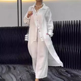 Hi-Lo Top Wide leg Trousers 2-Piece Cotton/Linen Blend