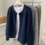 Phatbird Dark Grey Knitted Cardigan Women's Autumn/Winter Vintage