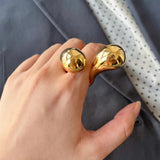 Chunky Metal Double Water Drop Brass Open Ring