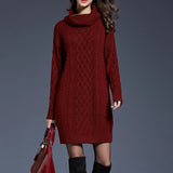PHATBIRD Plus Size Women Casual Knitted Long Sleeve Winter Dress Sweater
