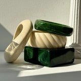Phatbird Green White Irregular Square Wide Resin Bracelet for Women Autumn