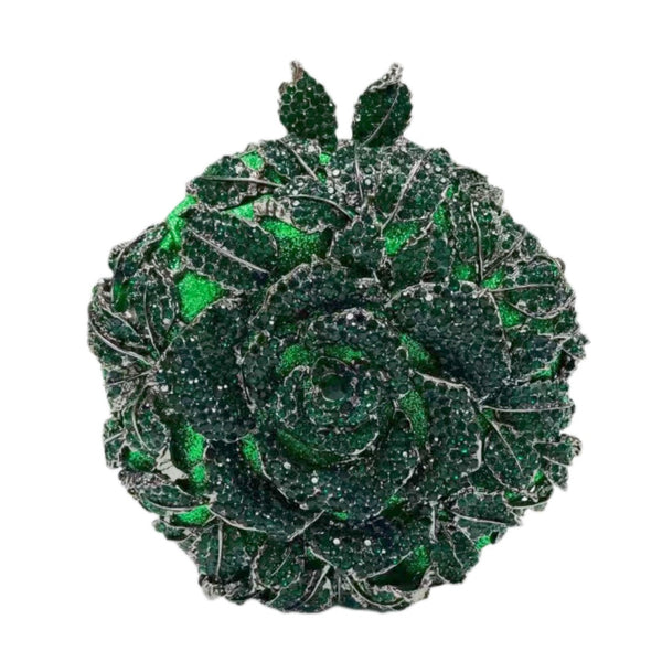 Green Roundness Flower Crystal Clutch Bags