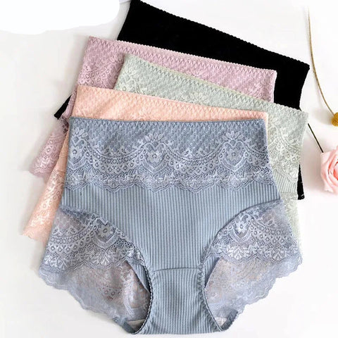 Cotton High Waist Lace Underwear Tummy tuck