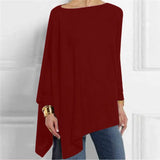 Phatbird irregular hem cotton blouse with round neck and long sleeves - view 3