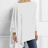 Phatbird irregular hem cotton blouse with round neck and long sleeves - view 11
