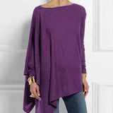 Phatbird irregular hem cotton blouse with round neck and long sleeves - view 16