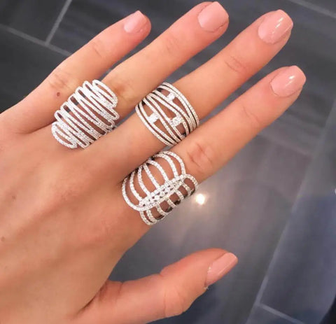 Phatbird Trendy Stacks Charm Statement Ring for Women  Cubic Zircon Finger Rings