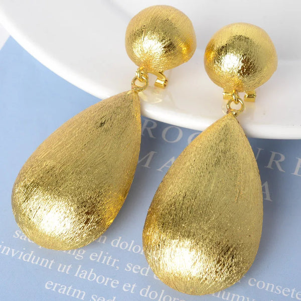 Sunny Jewelry Fashion Copper 18K Gold Plated Scrub Drop Dangle Earrings For Women Daily Wear Party Wedding Gift Classic Ball Ear