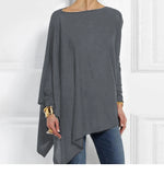 Phatbird irregular hem cotton blouse with round neck and long sleeves - view 12