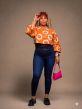 Jubilee Orange Afro Cropped Poncho