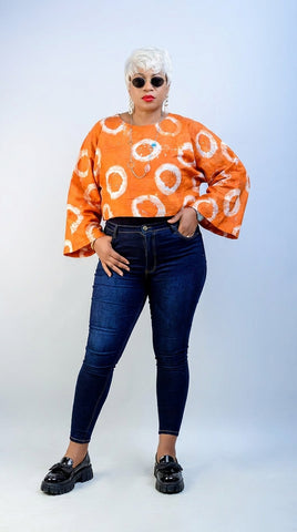 Jubilee Orange Afro Cropped Poncho