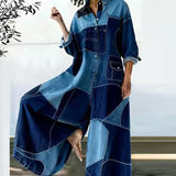 Phatbird Striped Denim-Look Wide-Leg Jumpsuit