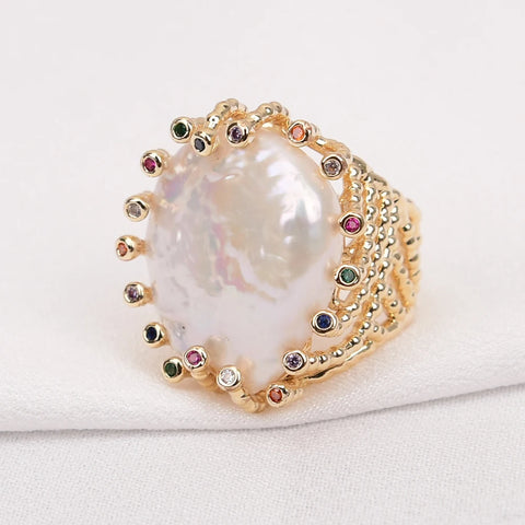 Phatbird White Coin Pearl Ring