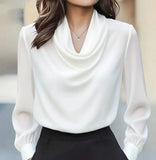 Phatbird Bordeaux Drape Silk-Touch Blouse