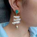 Phatbird Pearl Green Stud Earrings