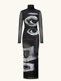 Phatbird printed turtleneck maxi dress in a slim sheath cut - view 2