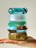 Phatbird Blue Twisted Irregular Square Round Summer Resin Bracelet