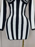 Phatbird Luxury Striped Bandage Mini Dress