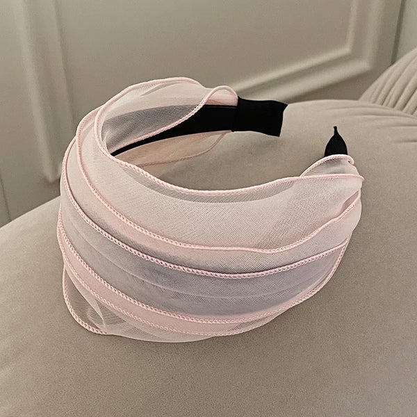 Phatbird Luxury Mesh Pleated Wide-Brimmed Headband
