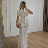 Phatbird Floral V-Neck Mermaid Ruffle-Hem Gown