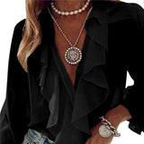 Phatbird  Loose Ruffled Chiffon Shirts