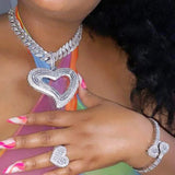 Big Hollow Heart Pendant Necklace